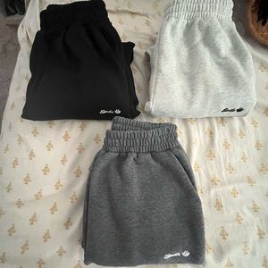 3pcs Thermal Lined Letter Embroidery Sweatpants Bundle